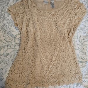 Emma James Lace Blouse in Beige